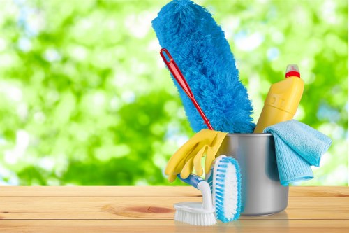 Cleaner working in an E16 apartment with attention to detail