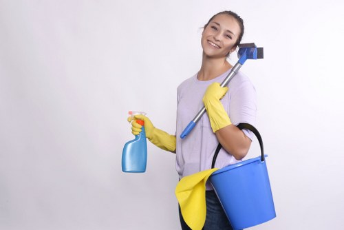 Local oven cleaner working in a modern E16 apartment kitchen