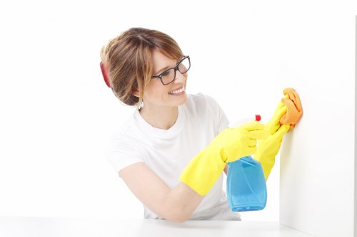 Professional carpet cleaner handling stain treatment in E16